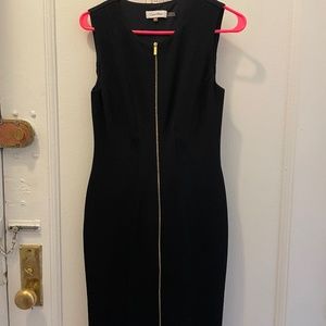 Calvin Klein Black Midi Front Zipper Dress